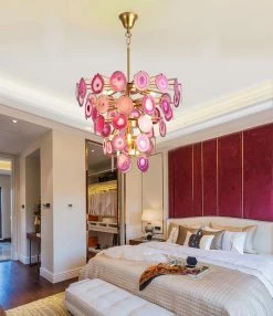 Vakkerlight Chandeliers Slice Agate Tower Chandelier