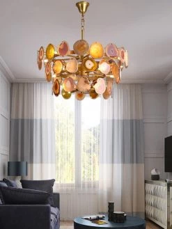 Vakkerlight Chandeliers Slice Agate Tower Chandelier