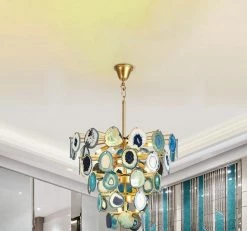 Vakkerlight Chandeliers Slice Agate Tower Chandelier