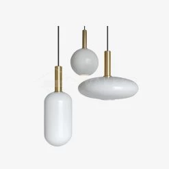 Vakkerlight Brass Pendant & Opal Shade