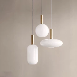 Vakkerlight Brass Pendant & Opal Shade