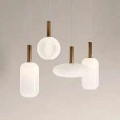 Vakkerlight Brass Pendant & Opal Shade