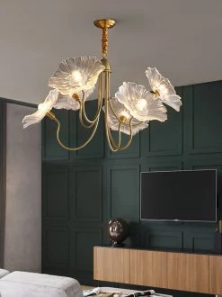 Vakkerlight Chandeliers Lotus Leaf Glass Chandelier