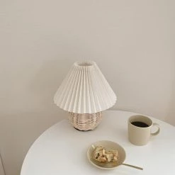 Vakkerlight Table Lamps Rattan Pleated Table Lamp