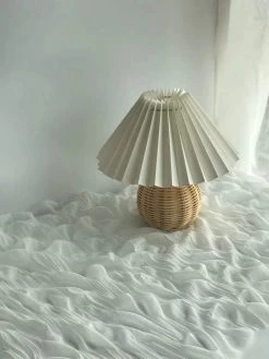 Vakkerlight Table Lamps Rattan Pleated Table Lamp