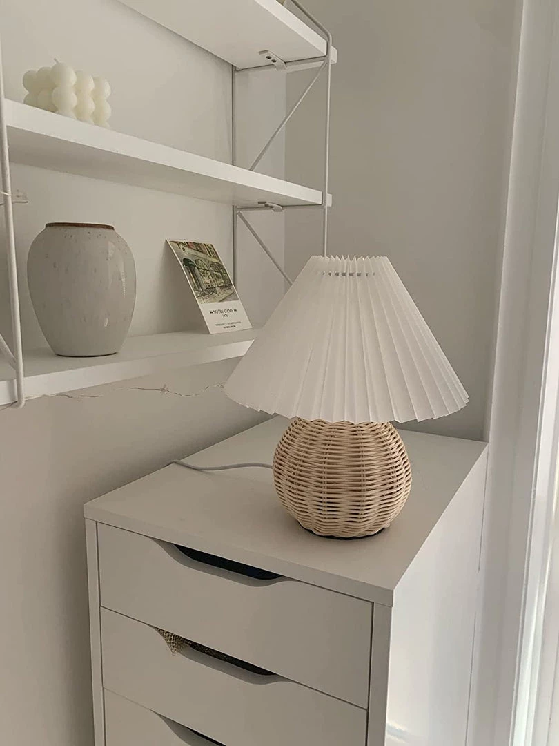 Vakkerlight Table Lamps Rattan Pleated Table Lamp