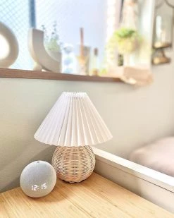 Vakkerlight Table Lamps Rattan Pleated Table Lamp