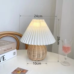 Vakkerlight Table Lamps Rattan Pleated Table Lamp