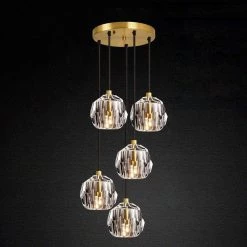 Vakkerlight Pendant Lights Crystal Ball Linear Round Chandelier