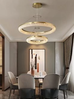 Vakkerlight Pendant Lights Round Ring Crystal Chandeliers