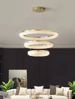 Vakkerlight Pendant Lights Round Ring Crystal Chandeliers