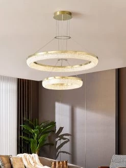 Vakkerlight Pendant Lights Round Ring Crystal Chandeliers