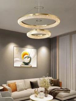 Vakkerlight Pendant Lights Round Ring Crystal Chandeliers