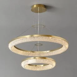 Vakkerlight Pendant Lights Round Ring Crystal Chandeliers