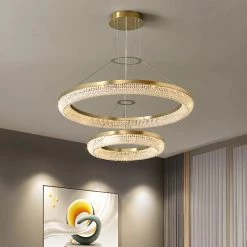 Vakkerlight Pendant Lights Round Ring Crystal Chandeliers