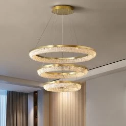 Vakkerlight Pendant Lights Round Ring Crystal Chandeliers