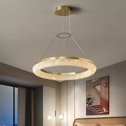 Vakkerlight Pendant Lights Round Ring Crystal Chandeliers