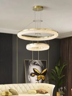 Vakkerlight Pendant Lights Round Ring Crystal Chandeliers