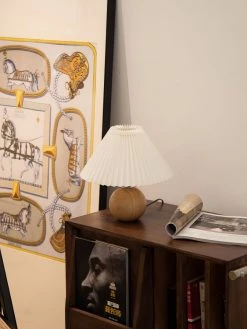 Vakkerlight Table Lamps Wooden Pleated Table Lamp