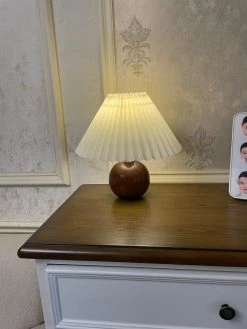 Vakkerlight Table Lamps Wooden Pleated Table Lamp