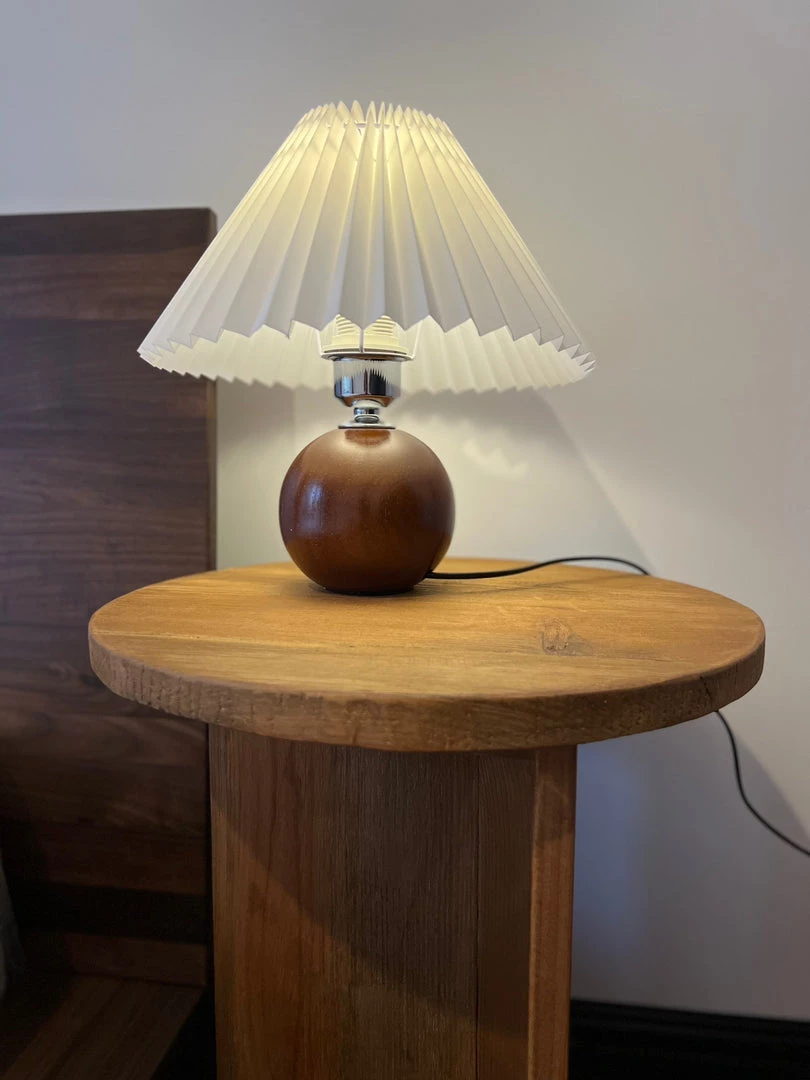 Vakkerlight Table Lamps Wooden Pleated Table Lamp