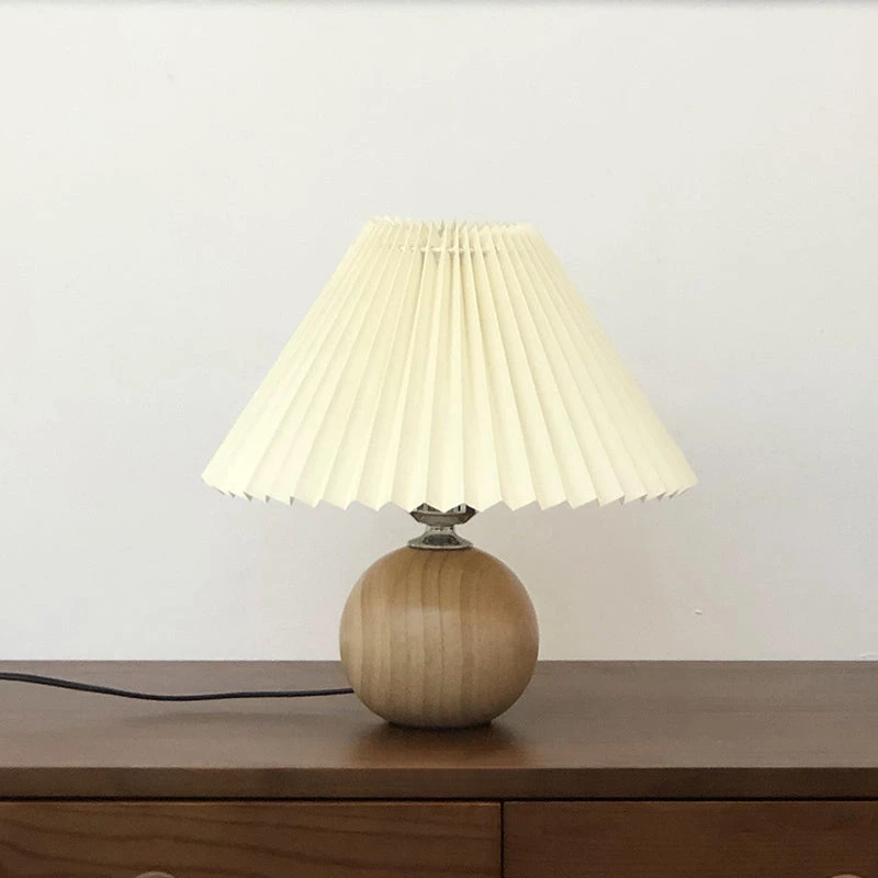 Vakkerlight Table Lamps Wooden Pleated Table Lamp