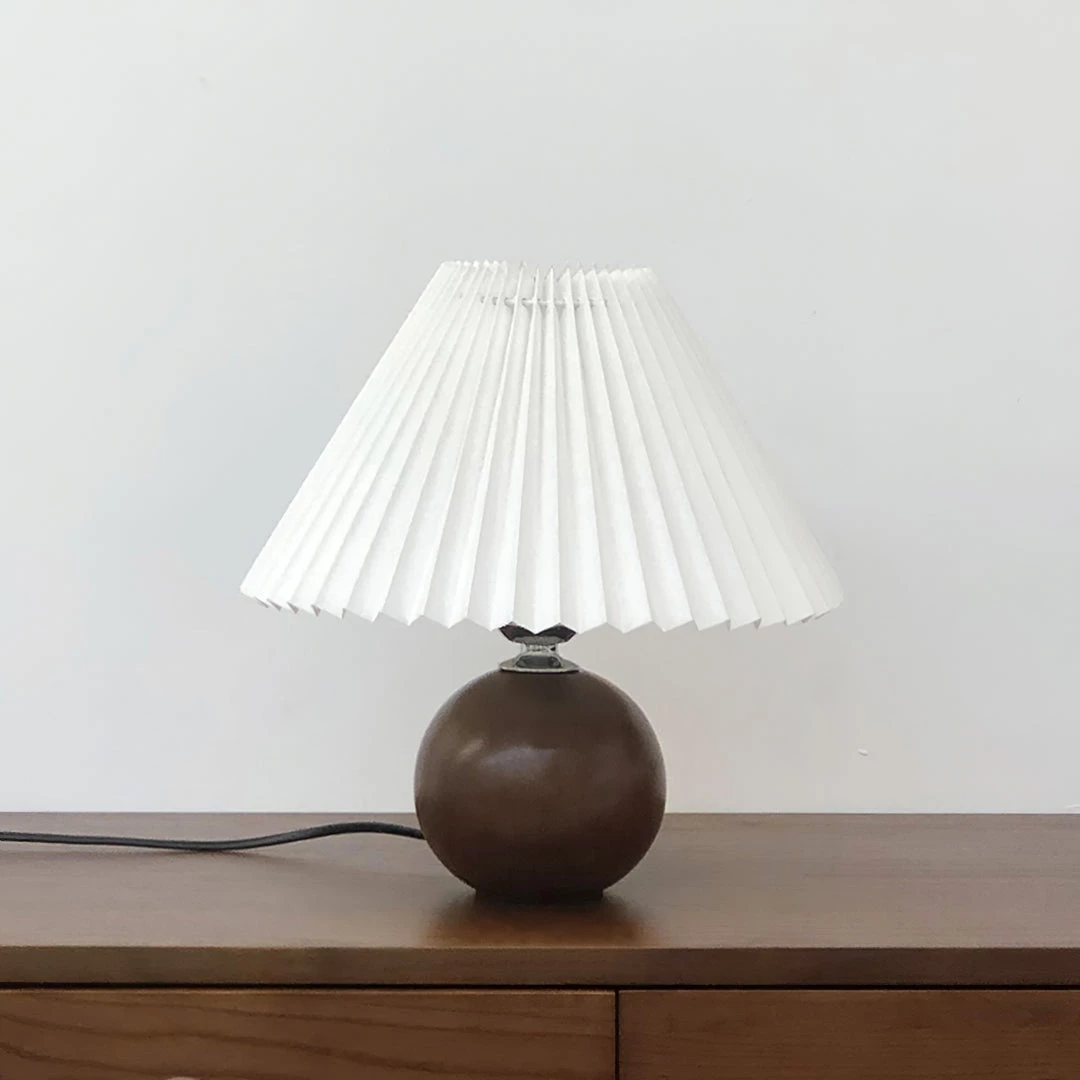 Vakkerlight Table Lamps Wooden Pleated Table Lamp