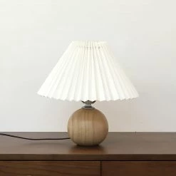 Vakkerlight Table Lamps Wooden Pleated Table Lamp