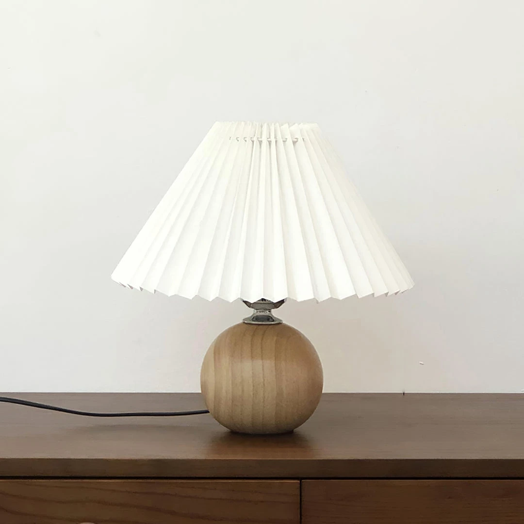 Vakkerlight Table Lamps Wooden Pleated Table Lamp