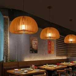 Vakkerlight Pendant Lights Wooden Pumpkin Pendant Lamp