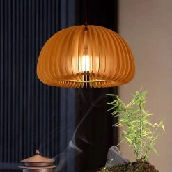 Vakkerlight Pendant Lights Wooden Pumpkin Pendant Lamp